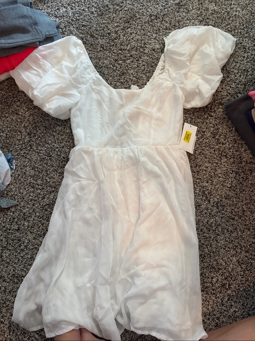 White Puff-Sleeve Dress